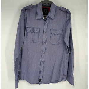 David & Goliath Button Up Shirt Mens M Blue White Check Pocket Vintage Inspired